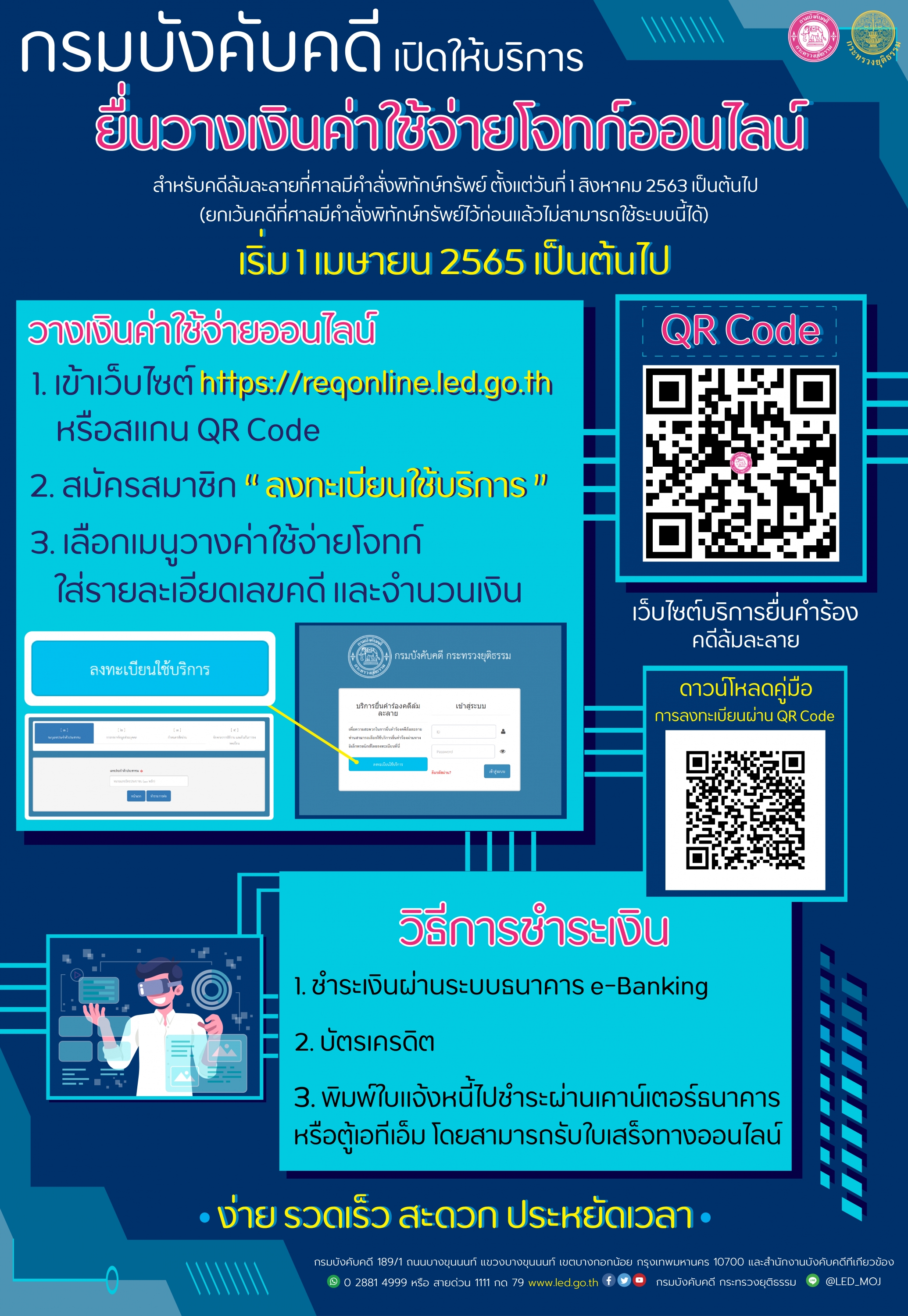 ﻿﻿Infographic บริการยื่นวางเงินค่าใช้จ่ายโจทก์ออนไลน์